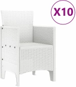 vidaXL Σέτ φαγητού για κήπο 11 pcs Λευκό Rattan Polt