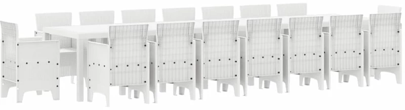 vidaXL Σέτ φαγητού για κήπο 17 pcs Λευκό Rattan Polt