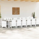 vidaXL Σέτ φαγητού για κήπο 17 pcs Λευκό Rattan Polt
