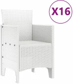 vidaXL Σέτ φαγητού για κήπο 17 pcs Λευκό Rattan Polt