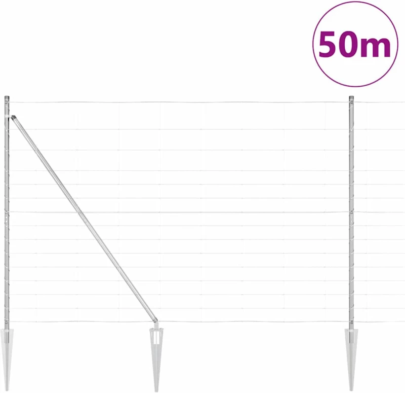 vidaXL Περίφραξη αγρού Ασημί 50 x 1.6 m Γαλβανισμένος χάλυβας