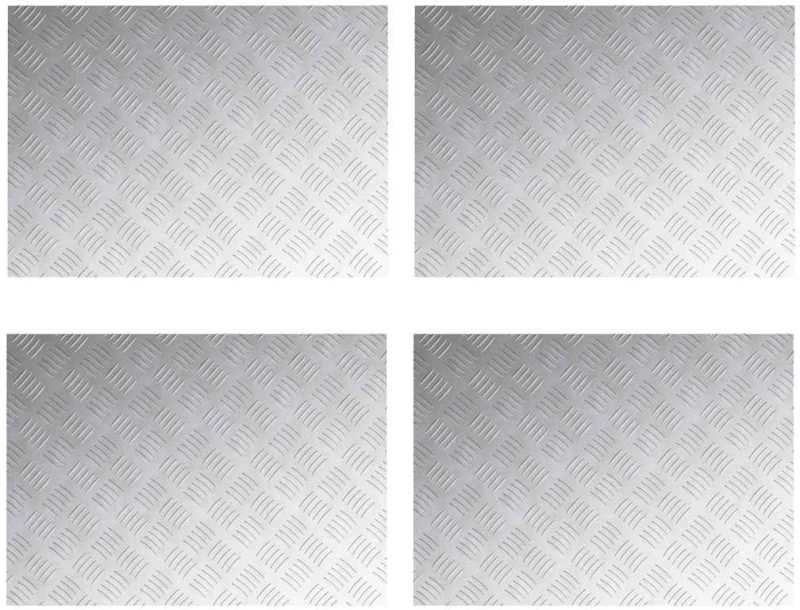 vidaXL Επιφάνειες Καρό 4 pcs Ασημί 70 x 50 cm Αλουμίνιο