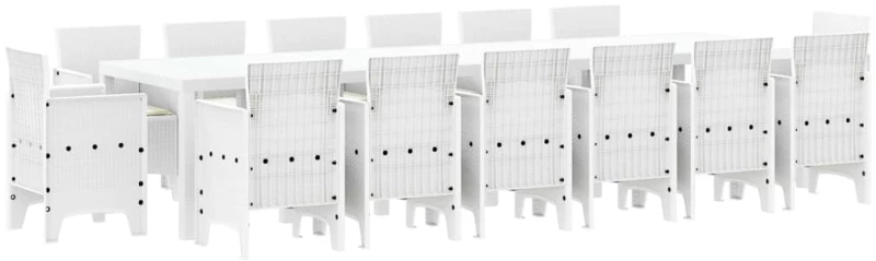 vidaXL Σέτ φαγητού για κήπο 15 pcs Λευκό Rattan Polt