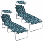 vidaXL Ξαπλώστρα 2-πρόσωπο 2 pcs Πράσινο 58 x 188 x 77 εκ. ύφασμα