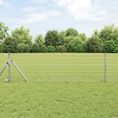 vidaXL Φράχτης Εuro Ασημί 0.8 x 10 m Χάλυβας με θερμή επιμετάλλωση