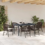 vidaXL Σέτ φαγητού για κήπο 7 pcs Καφέ Πολυ ράταν