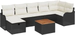 vidaXL Σετ Καναπέ Κήπου με μαξιλάρι 8 pcs Μαύρο Πολυ ράταν