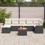 vidaXL Σετ Καναπέ Κήπου με μαξιλάρι 8 pcs Μαύρο Πολυ ράταν