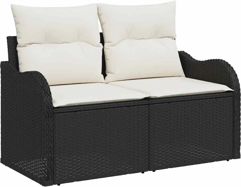 vidaXL Σετ Καναπέ Κήπου με μαξιλάρι 8 pcs Μαύρο Πολυ ράταν
