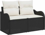 vidaXL Σετ Καναπέ Κήπου με μαξιλάρι 8 pcs Μαύρο Πολυ ράταν