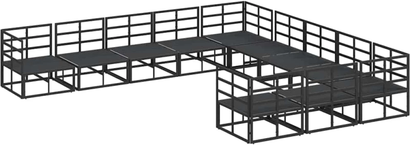 vidaXL Σετ Καναπέ Κήπου με μαξιλάρι 11 pcs Μαύρο Αλουμίνιο
