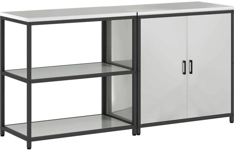 vidaXL Σετ Αποθήκευσης Κουζίνας με ράφι 2 pcs Ασημί 180 x 50 x 92 εκ.