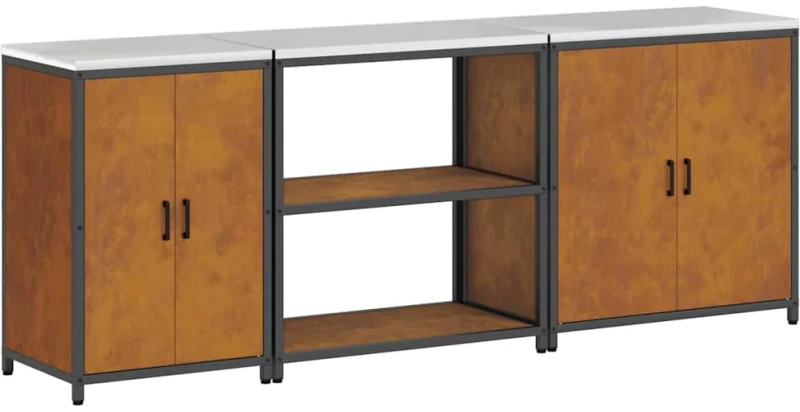 vidaXL Σετ Αποθήκευσης Κουζίνας Άλλο 3 pcs Σκ rusty 240 x 50 x 92 εκ