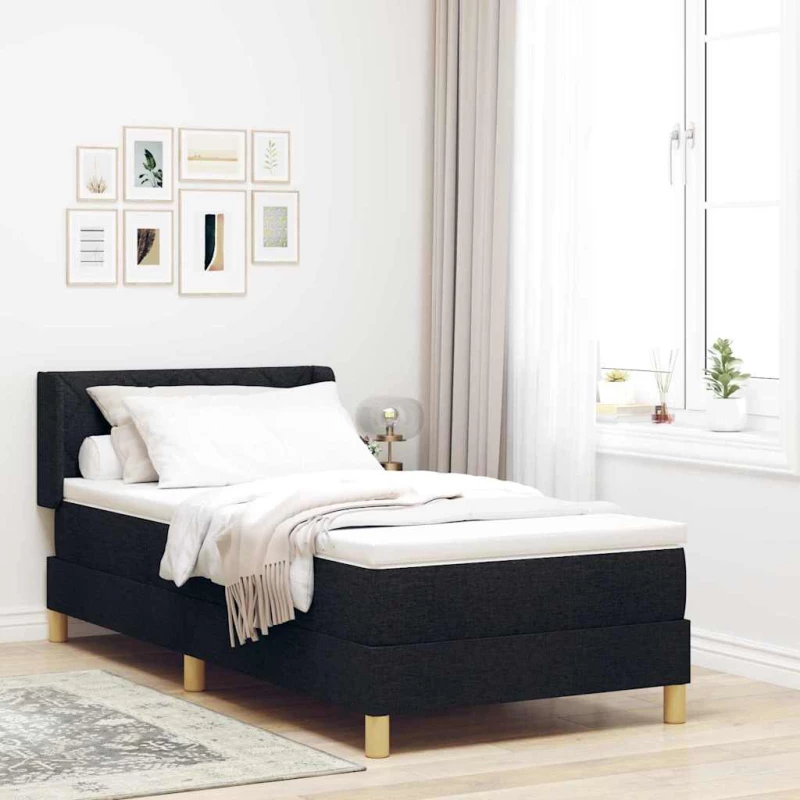 vidaXL Κρεβάτι με ελατήρια με στρώμα Μαύρο 100 x 200 cm ξύλο
