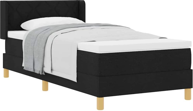 vidaXL Κρεβάτι με ελατήρια με στρώμα Μαύρο 100 x 200 cm ξύλο