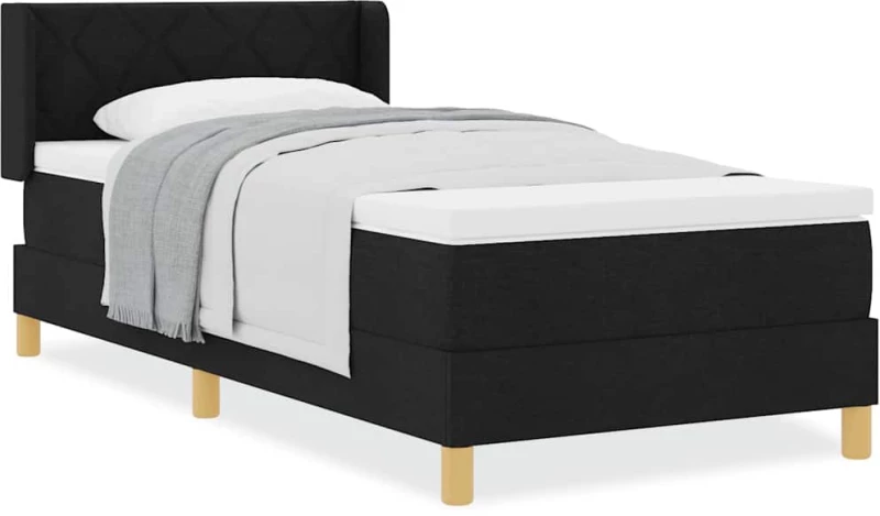 vidaXL Κρεβάτι με ελατήρια με στρώμα Μαύρο 100 x 200 cm ξύλο