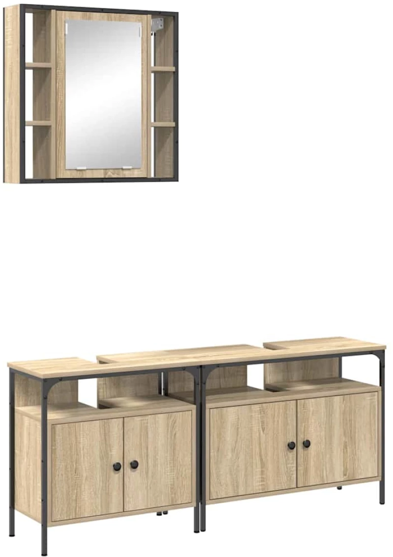 vidaXL Σετ Ντουλαπιών Μπάνιου 3 pcs Sonoma Δρυς 80 x 30 x 60 cm