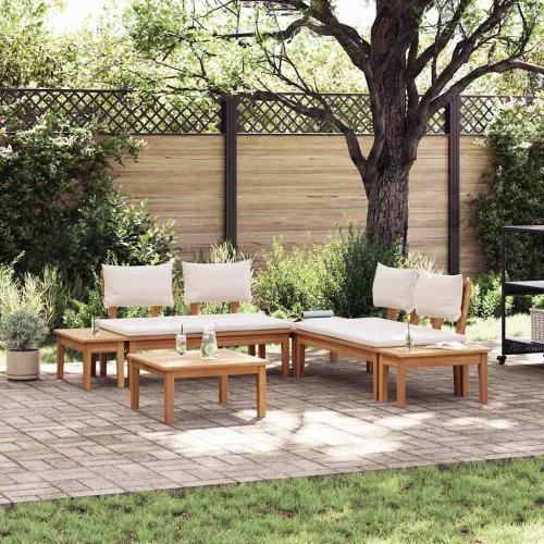 vidaXL Σετ Παγκάκι Κήπου με μαξιλάρι 3 pcs Καφέ και Κρέμα