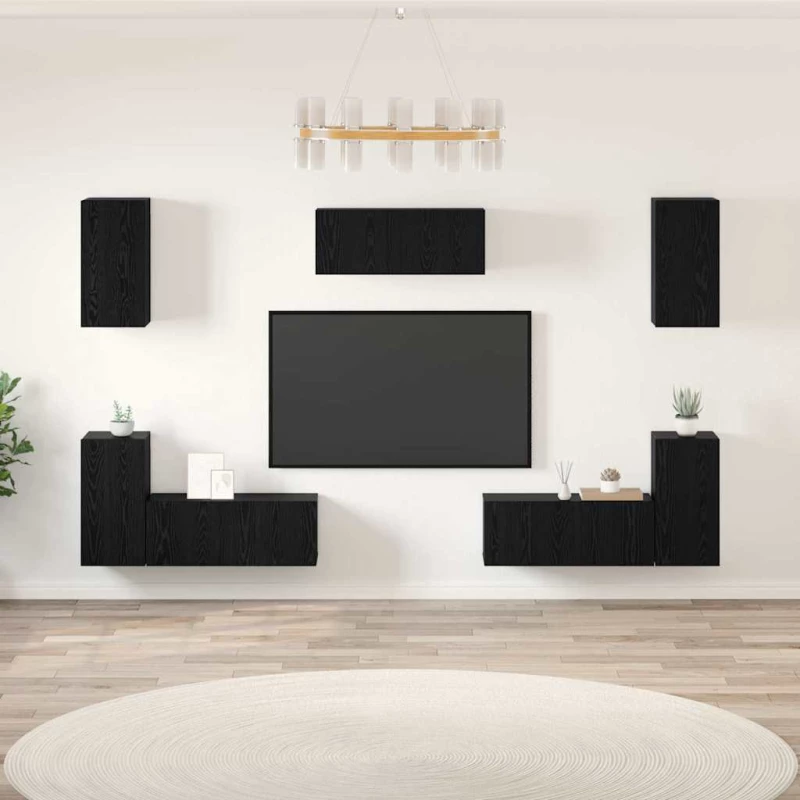vidaXL Σετ επίπλου τηλεόρασης 7 pcs Μαύρη δρυς 80 x 30 x 30 εκ