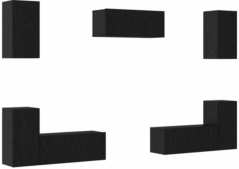 vidaXL Σετ επίπλου τηλεόρασης 7 pcs Μαύρη δρυς 80 x 30 x 30 εκ