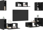 vidaXL Σετ επίπλου τηλεόρασης 7 pcs Μαύρη δρυς 80 x 30 x 30 εκ