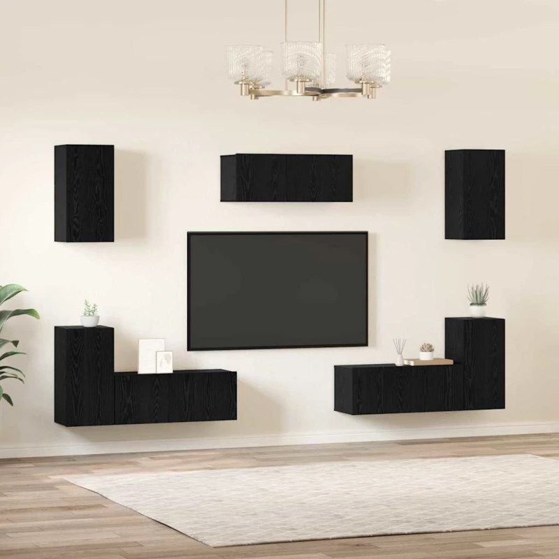 vidaXL Σετ επίπλου τηλεόρασης 7 pcs Μαύρη δρυς 80 x 30 x 30 εκ
