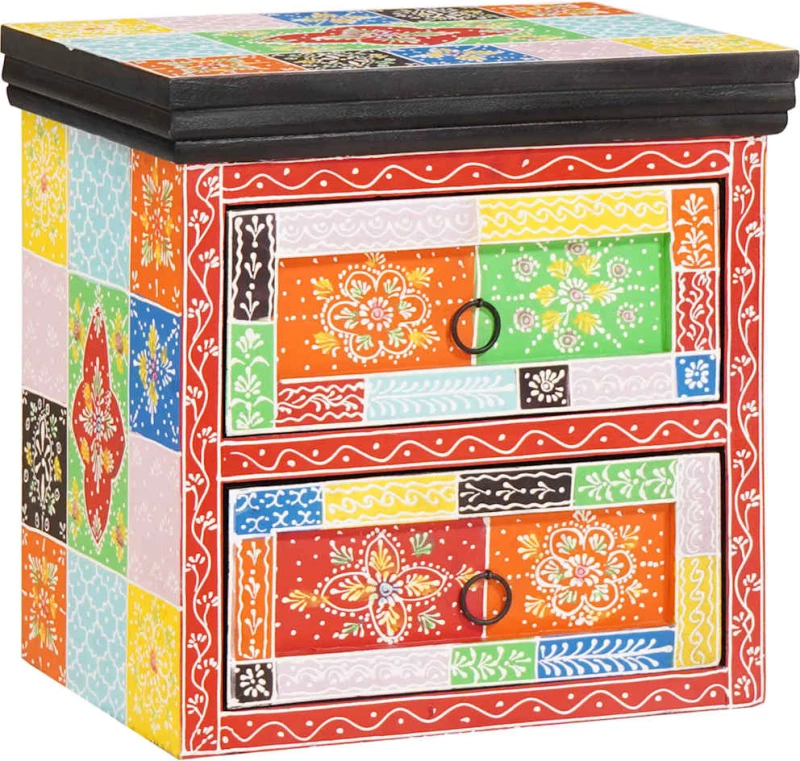 vidaXL Κομοδίνο 2 pcs Πολύχρωμο 40 x 30 x 40 εκ Μασίφ ξύλο μάνγκο
