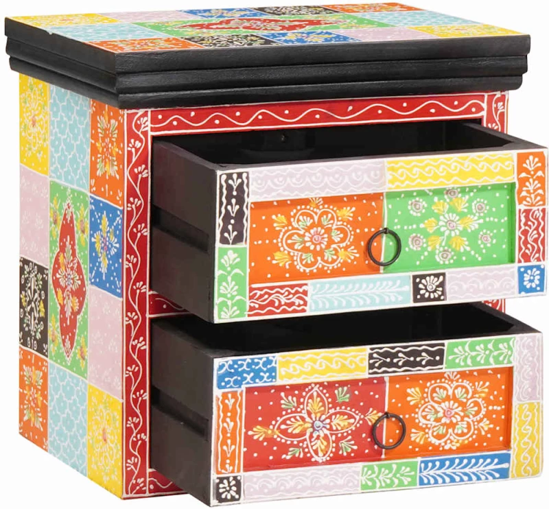 vidaXL Κομοδίνο 2 pcs Πολύχρωμο 40 x 30 x 40 εκ Μασίφ ξύλο μάνγκο