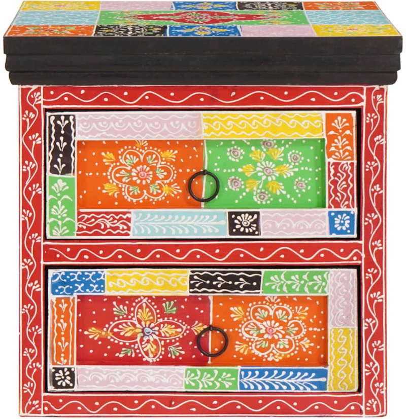 vidaXL Κομοδίνο 2 pcs Πολύχρωμο 40 x 30 x 40 εκ Μασίφ ξύλο μάνγκο
