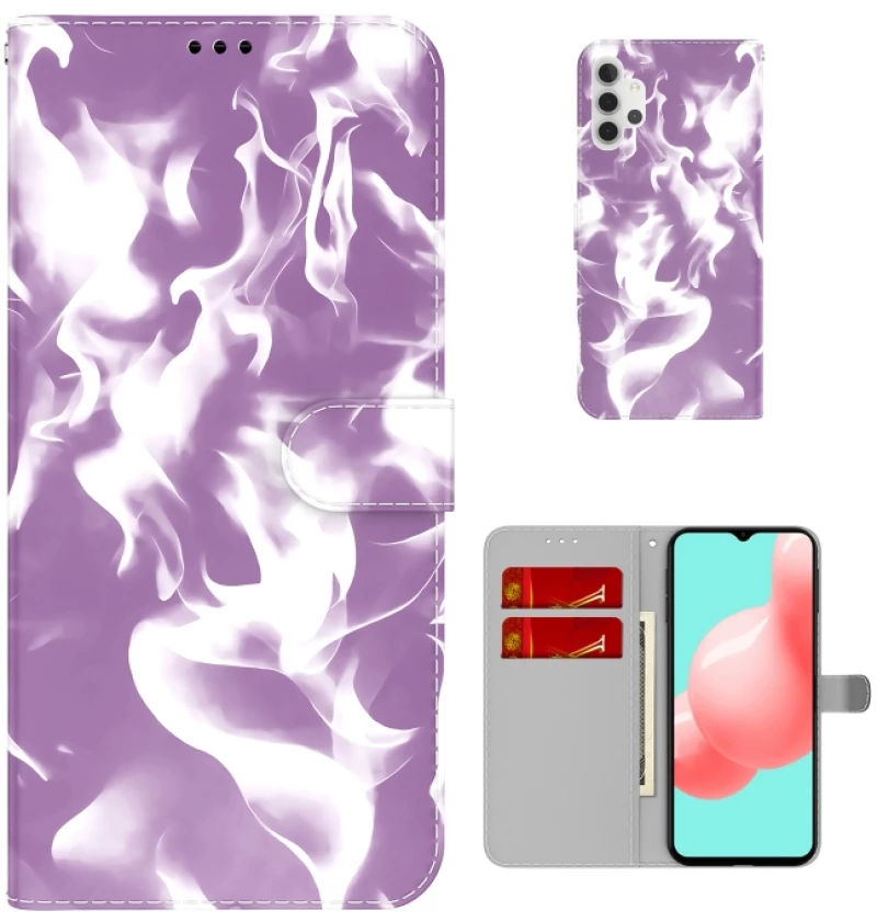 For Samsung Galaxy A32 5G Cloud Fog Pattern Horizontal Flip Leather Case with Holder & Card Slot & Wallet(Purple)