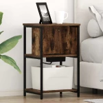 vidaXL Κομοδίνο 2 pcs Καπνιστή δρυς 38 x 31 x 61 εκ Επεξεργασμένο ξύλο
