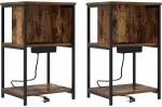 vidaXL Κομοδίνο 2 pcs Καπνιστή δρυς 38 x 31 x 61 εκ Επεξεργασμένο ξύλο
