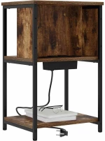 vidaXL Κομοδίνο 2 pcs Καπνιστή δρυς 38 x 31 x 61 εκ Επεξεργασμένο ξύλο