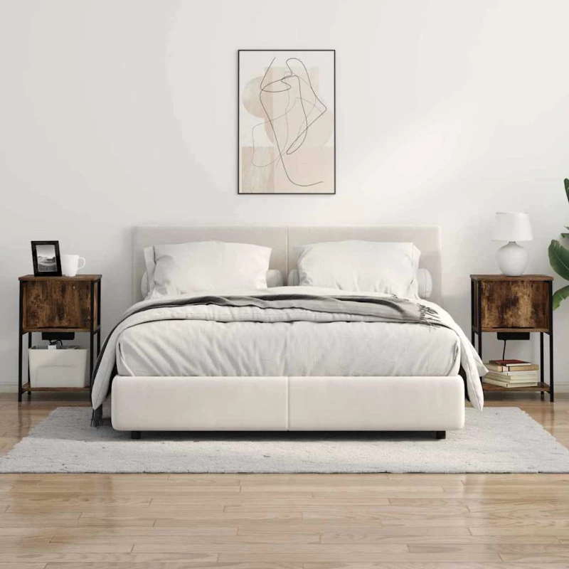vidaXL Κομοδίνο 2 pcs Καπνιστή δρυς 38 x 31 x 61 εκ Επεξεργασμένο ξύλο