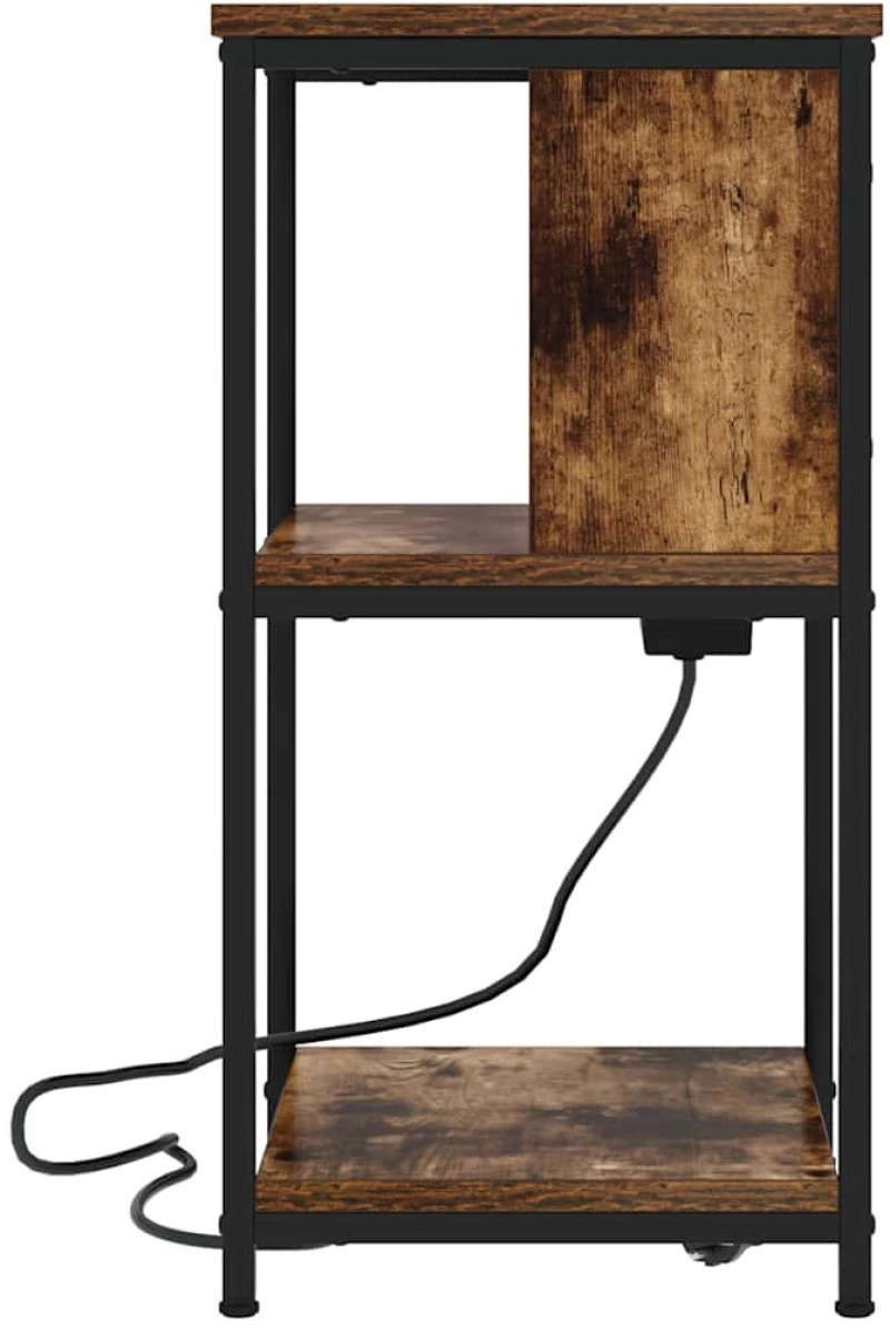 vidaXL Κομοδίνο 2 pcs Καπνιστή δρυς 38 x 31 x 61 εκ Επεξεργασμένο ξύλο