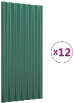 vidaXL Πάνελ Οροφής 12 τεμ. Πράσινα 80x36 εκ. Γαλβανισμένος χάλυβας