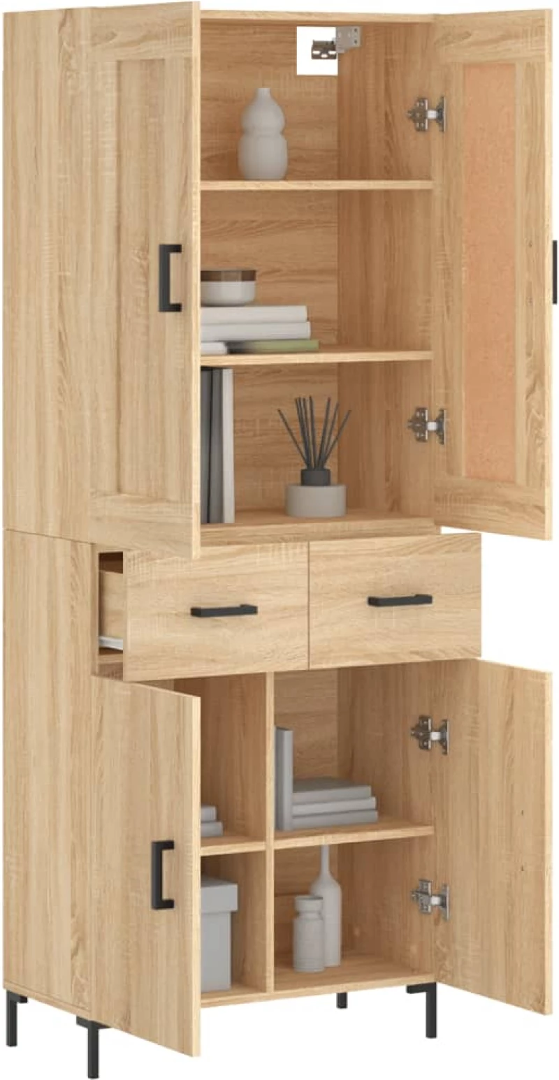 vidaXL Ντουλάπι Sonoma δρυς 69,5 x 34 x 180 εκ. από Επεξεργασμένο Ξύλο