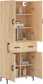 vidaXL Ντουλάπι Sonoma δρυς 69,5 x 34 x 180 εκ. από Επεξεργασμένο Ξύλο
