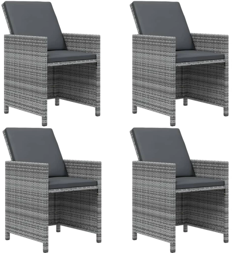 vidaXL Σετ Τραπεζαρίας Κήπου 9 τεμ. Γκρι Συνθετικό Ρατάν με Μαξιλάρια