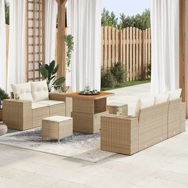vidaXL Σετ Καναπέ Κήπου 8 pcs μπεζ και κρεμ 80 x 80 x 71 cm