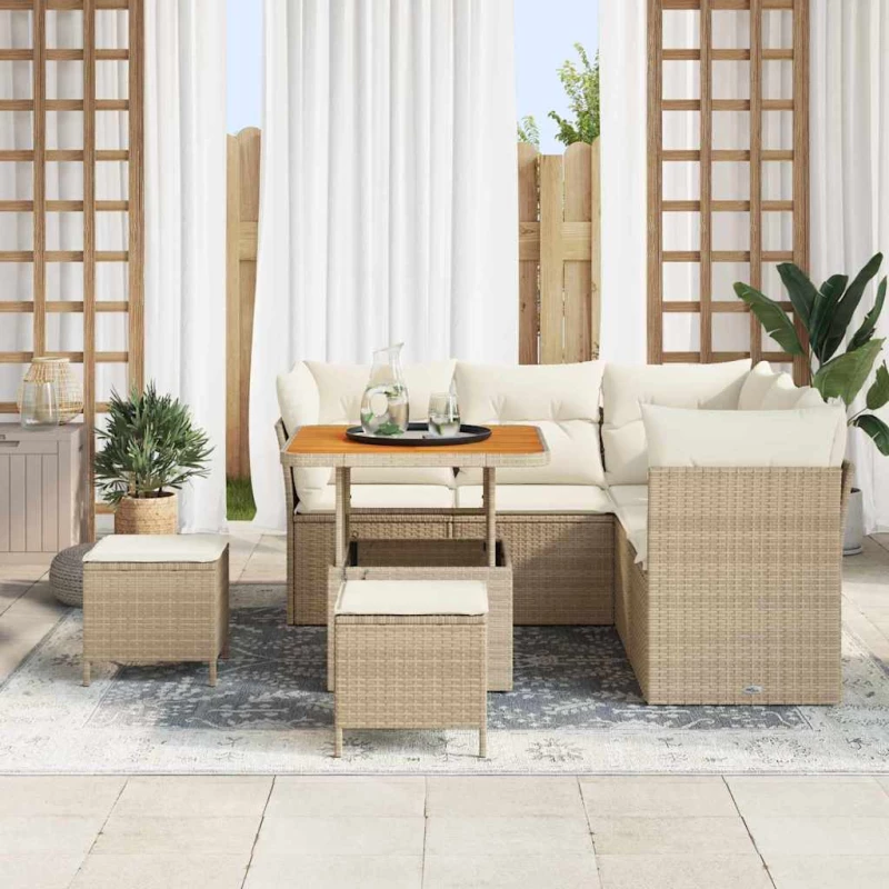 vidaXL Σετ Καναπέ Κήπου 8 pcs μπεζ και κρεμ 80 x 80 x 71 cm