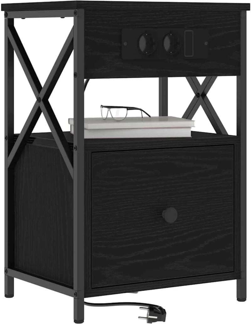 vidaXL Κομοδίνο 2 pcs Μαύρη δρυς 40 x 31 x 60 εκ. Επεξεργασμένο ξύλο