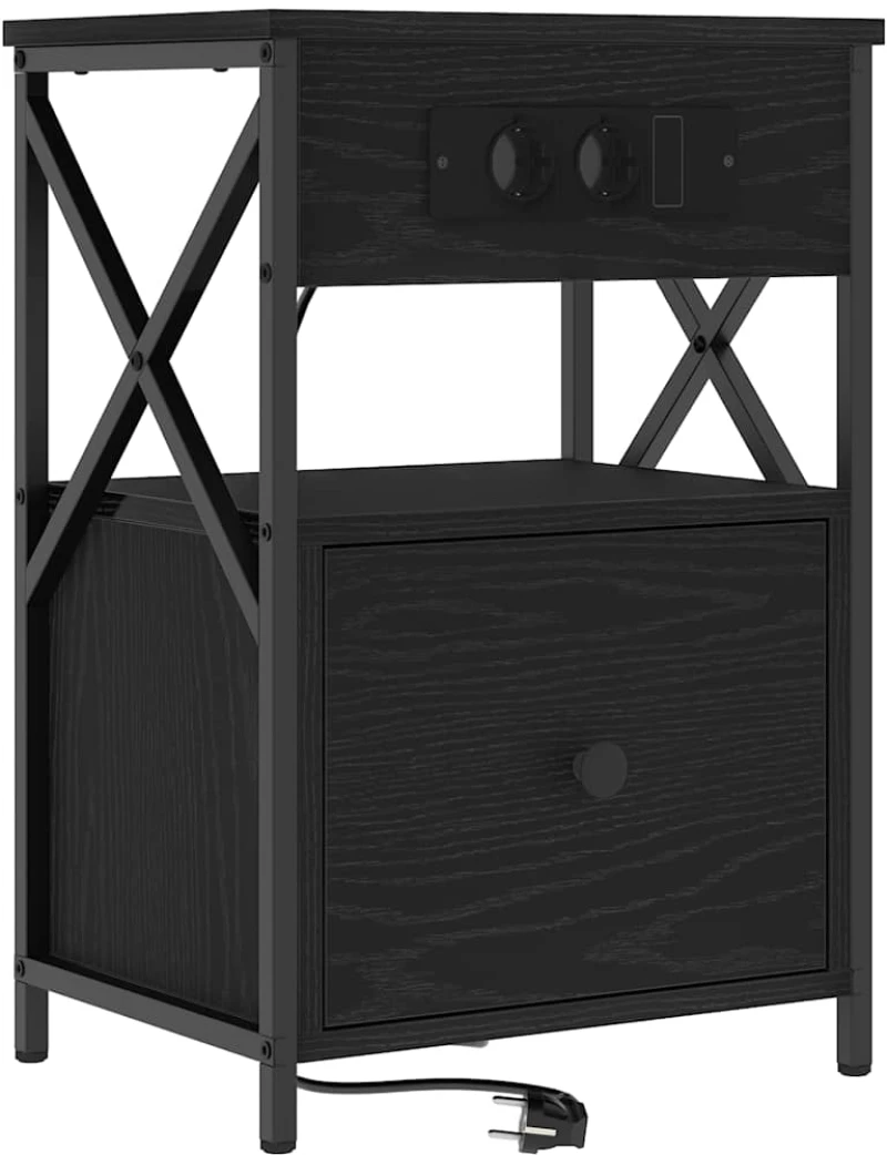 vidaXL Κομοδίνο 2 pcs Μαύρη δρυς 40 x 31 x 60 εκ. Επεξεργασμένο ξύλο