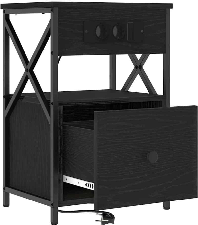 vidaXL Κομοδίνο 2 pcs Μαύρη δρυς 40 x 31 x 60 εκ. Επεξεργασμένο ξύλο