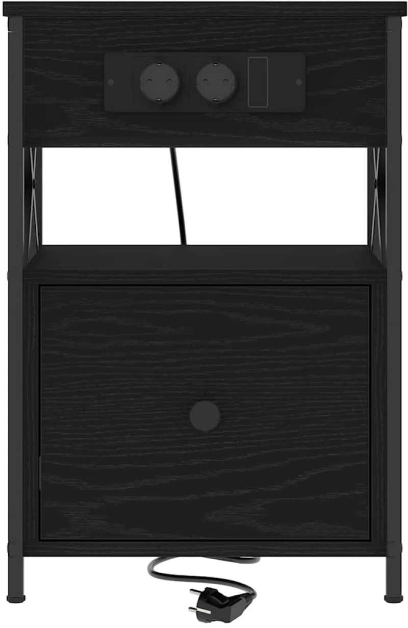 vidaXL Κομοδίνο 2 pcs Μαύρη δρυς 40 x 31 x 60 εκ. Επεξεργασμένο ξύλο