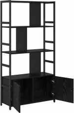 vidaXL Ράφι Βιβλίων Μαύρη δρυς 80 x 30 x 155.5 εκ Επεξεργασμένο ξύλο