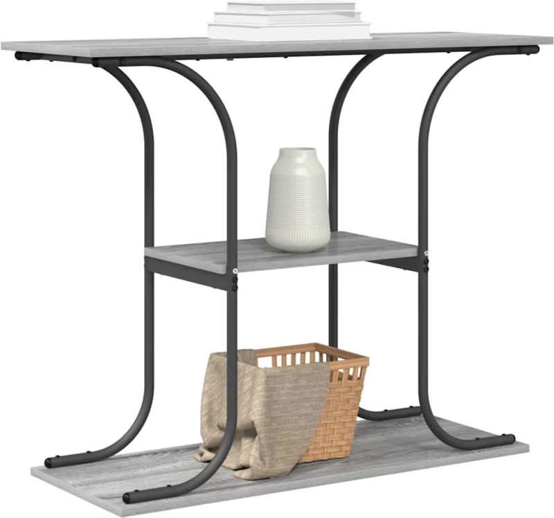 vidaXL Τραπέζι κονσόλας με ράφι Γκρι sonoma 101 x 35 x 80.5 εκ