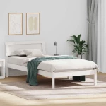 vidaXL Σκελετός Κρεβατιού Λευκό 90 x 190 cm Μασίφ ξύλο πεύκου