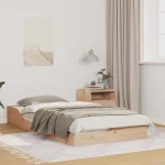 vidaXL Κρεβάτι δαπέδου Καφέ 75 x 190 cm Μασίφ ξύλο πεύκου