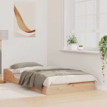 vidaXL Κρεβάτι δαπέδου Καφέ 75 x 190 cm Μασίφ ξύλο πεύκου